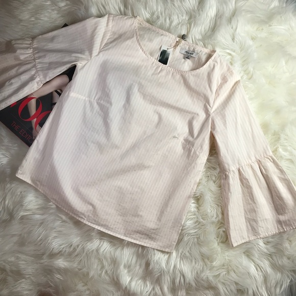 MADEWELL Striped Bell-Sleeve Poplin Top - Picture 2 of 8